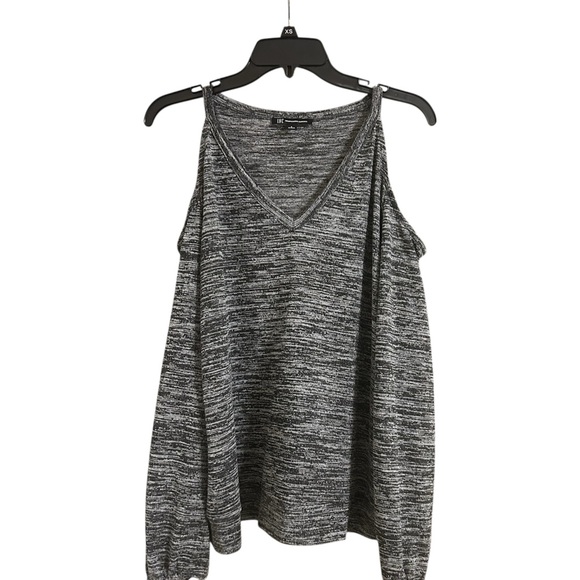 INC International Concepts Tops - INC International Concepts Cold Shoulder V-neck Size Small Gray Long Sleeve Top